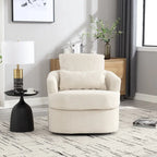 Fauteuil rond pivotant 360° Teddy blanc 32,68" avec base en métal