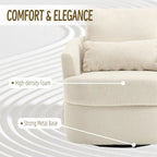 Fauteuil rond pivotant 360° Teddy blanc 32,68" avec base en métal