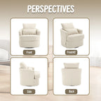 Fauteuil rond pivotant 360° Teddy blanc 32,68" avec base en métal