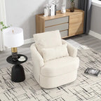 Fauteuil rond pivotant 360° Teddy blanc 32,68" avec base en métal