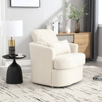 Fauteuil rond pivotant 360° Teddy blanc 32,68" avec base en métal