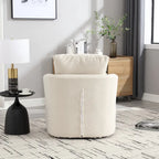 Fauteuil rond pivotant 360° Teddy blanc 32,68" avec base en métal