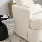 Fauteuil rond pivotant 360° Teddy blanc 32,68" avec base en métal