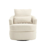 Fauteuil rond pivotant 360° Teddy blanc 32,68" avec base en métal