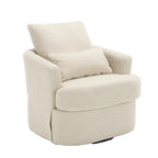Fauteuil rond pivotant 360° Teddy blanc 32,68" avec base en métal