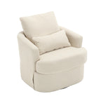 Fauteuil rond pivotant 360° Teddy blanc 32,68" avec base en métal
