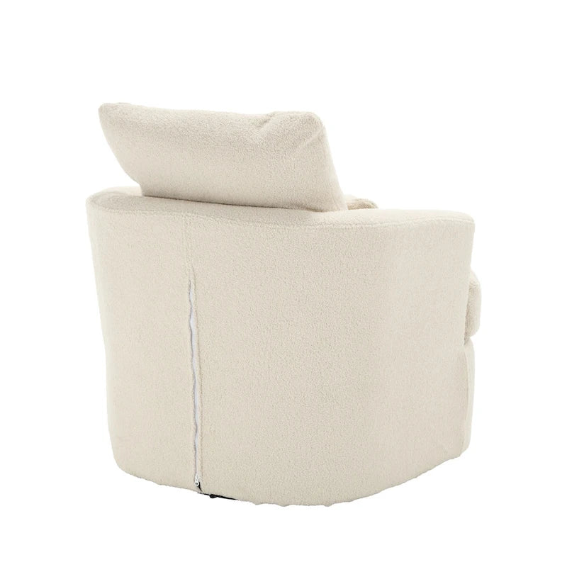 Fauteuil rond pivotant 360° Teddy blanc 32,68" avec base en métal