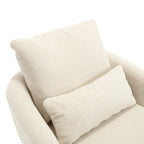 Fauteuil rond pivotant 360° Teddy blanc 32,68" avec base en métal