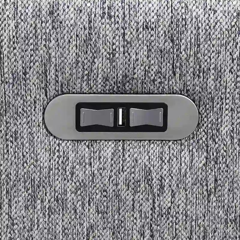 Canapé d'angle en lin gris avec dossiers inclinables électriques et ports USB