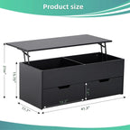 Table basse relevable avec compartiment de rangement caché et 2 tiroirs