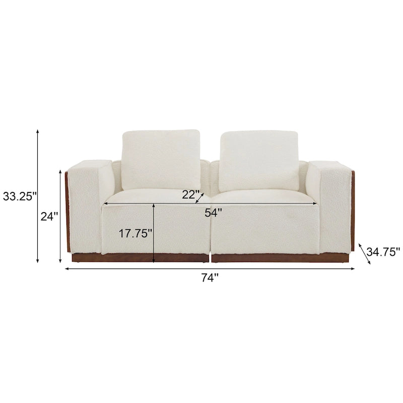 Canapé modulable deux places beige de 188 cm de large
