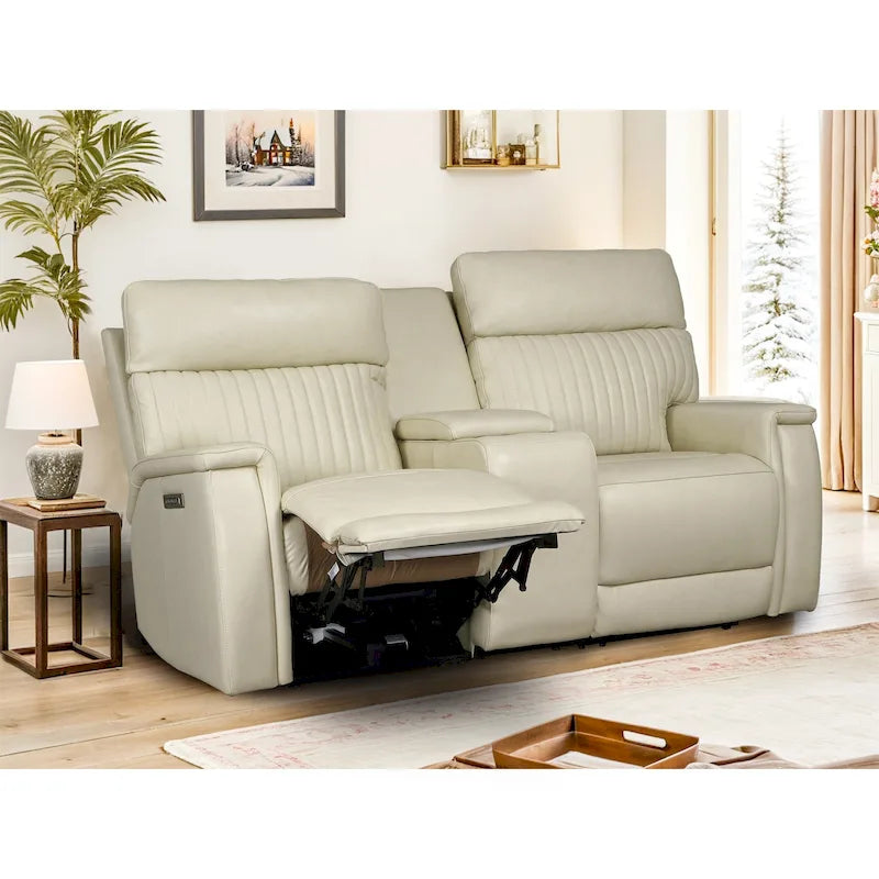 Causeuse inclinable électrique en cuir zéro gravité 73 po avec appuie-tête électrique, soutien lombaire électrique et ports USB et USB-C