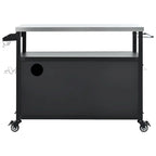 54,5 îlot de cuisine extérieur avec plateau en acier inoxydable, table de chariot de barbecue en métal avec armoire de rangement, étagère à épices