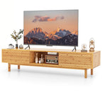 Meuble TV Costway 63 en bambou avec 3 cubes de rangement et portes coulissantes - Voir détails