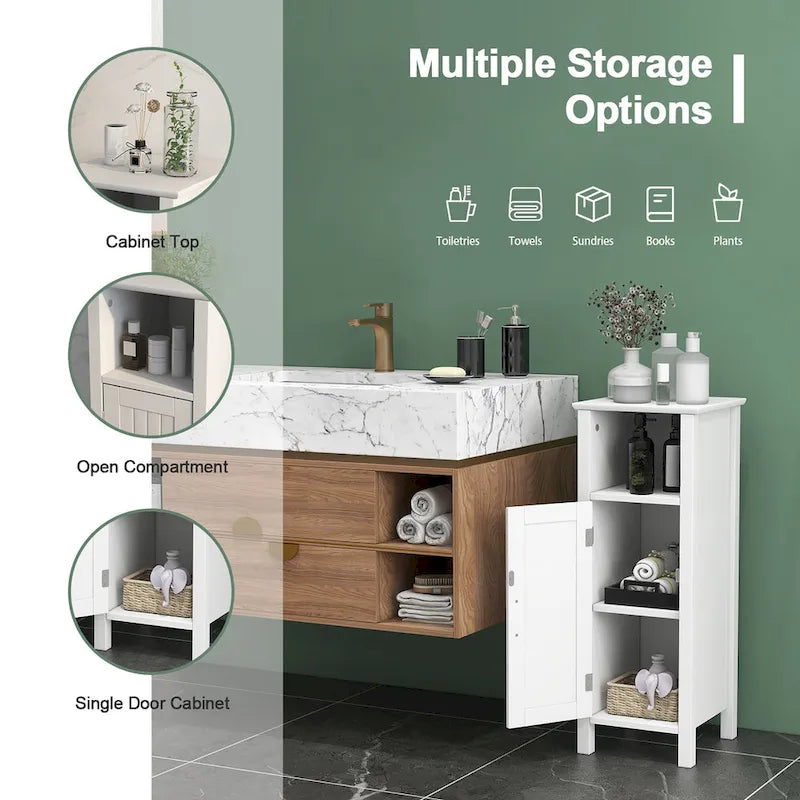 Meuble de rangement de salle de bain autoportant à une porte