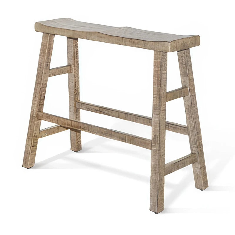 Tabouret de bar, 33 pouces, cadre en acajou marron clair de style campagnard