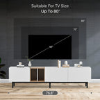 Meuble TV 193 cm avec portes et grand rangement pour TV jusqu'à 80 pouces
