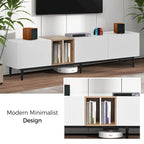 Meuble TV 193 cm avec portes et grand rangement pour TV jusqu'à 80 pouces