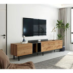 Meuble TV 193 cm avec portes et grand rangement pour TV jusqu'à 80 pouces