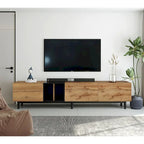 Meuble TV 193 cm avec portes et grand rangement pour TV jusqu'à 80 pouces