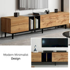 Meuble TV 193 cm avec portes et grand rangement pour TV jusqu'à 80 pouces