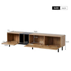 Meuble TV 193 cm avec portes et grand rangement pour TV jusqu'à 80 pouces