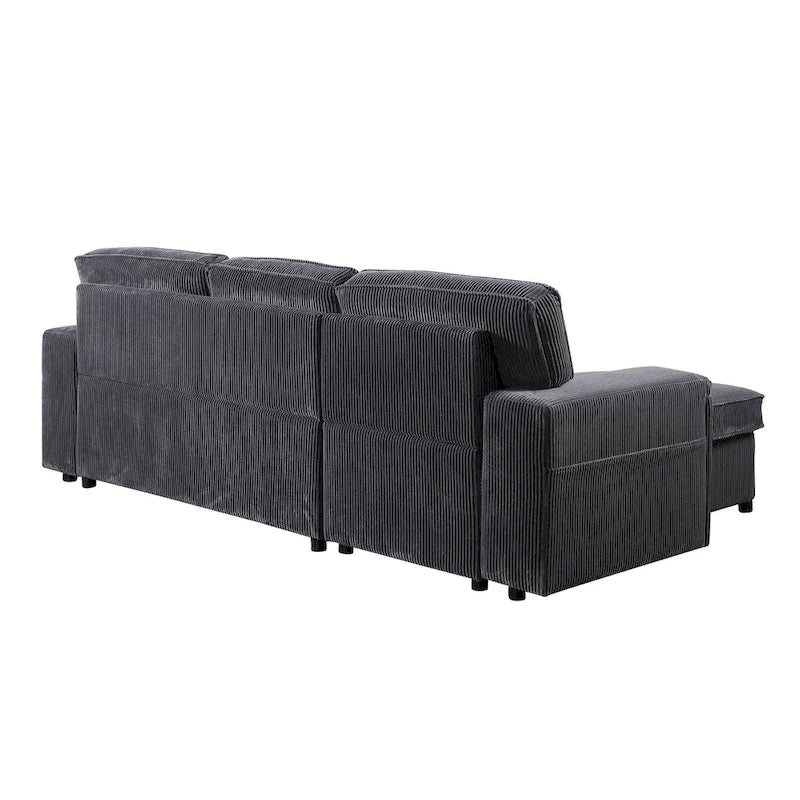 Canapé-lit trois places en chenille de 244 cm avec méridienne de rangement