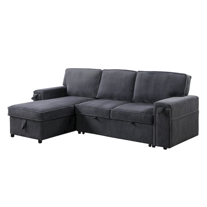 Canapé-lit trois places en chenille de 244 cm avec méridienne de rangement