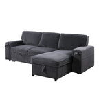 Canapé-lit trois places en chenille de 244 cm avec méridienne de rangement