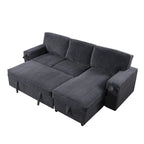 Canapé-lit trois places en chenille de 244 cm avec méridienne de rangement