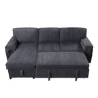 Canapé-lit trois places en chenille de 244 cm avec méridienne de rangement