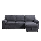 Canapé-lit trois places en chenille de 244 cm avec méridienne de rangement