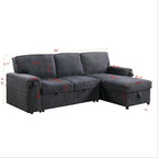 Canapé-lit trois places en chenille de 244 cm avec méridienne de rangement