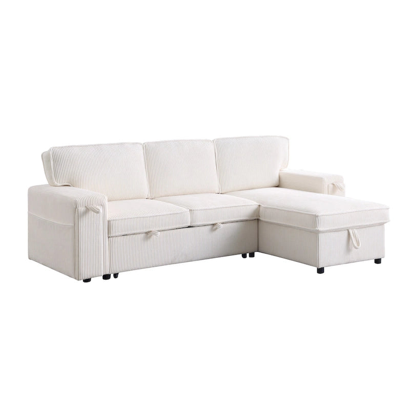 Canapé-lit trois places en chenille de 244 cm avec méridienne de rangement
