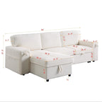 Canapé-lit trois places en chenille de 244 cm avec méridienne de rangement