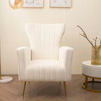 Fauteuil à oreilles blanc 29,9 avec pieds dorés
