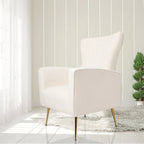 Fauteuil à oreilles blanc 29,9 avec pieds dorés