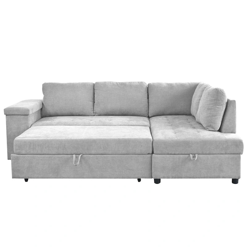 Canapé d'angle en L 4 places 91,5 po avec lit gigogne, rangement intégré et accoudoirs fonctionnels, pour salon