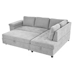 Canapé d'angle en L 4 places 91,5 po avec lit gigogne, rangement intégré et accoudoirs fonctionnels, pour salon