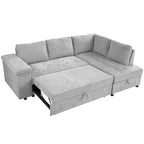 Canapé d'angle en L 4 places 91,5 po avec lit gigogne, rangement intégré et accoudoirs fonctionnels, pour salon