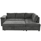 Canapé d'angle en L 4 places 91,5 po avec lit gigogne, rangement intégré et accoudoirs fonctionnels, pour salon