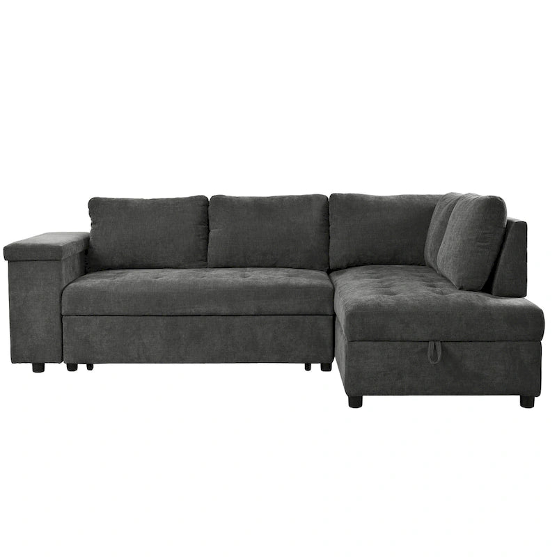 Canapé d'angle en L 4 places 91,5 po avec lit gigogne, rangement intégré et accoudoirs fonctionnels, pour salon