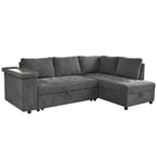 Canapé d'angle en L 4 places 91,5 po avec lit gigogne, rangement intégré et accoudoirs fonctionnels, pour salon