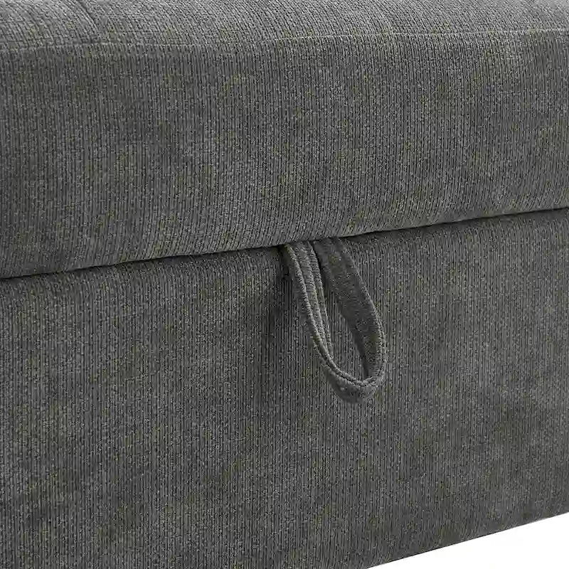 Canapé d'angle en L 4 places 91,5 po avec lit gigogne, rangement intégré et accoudoirs fonctionnels, pour salon