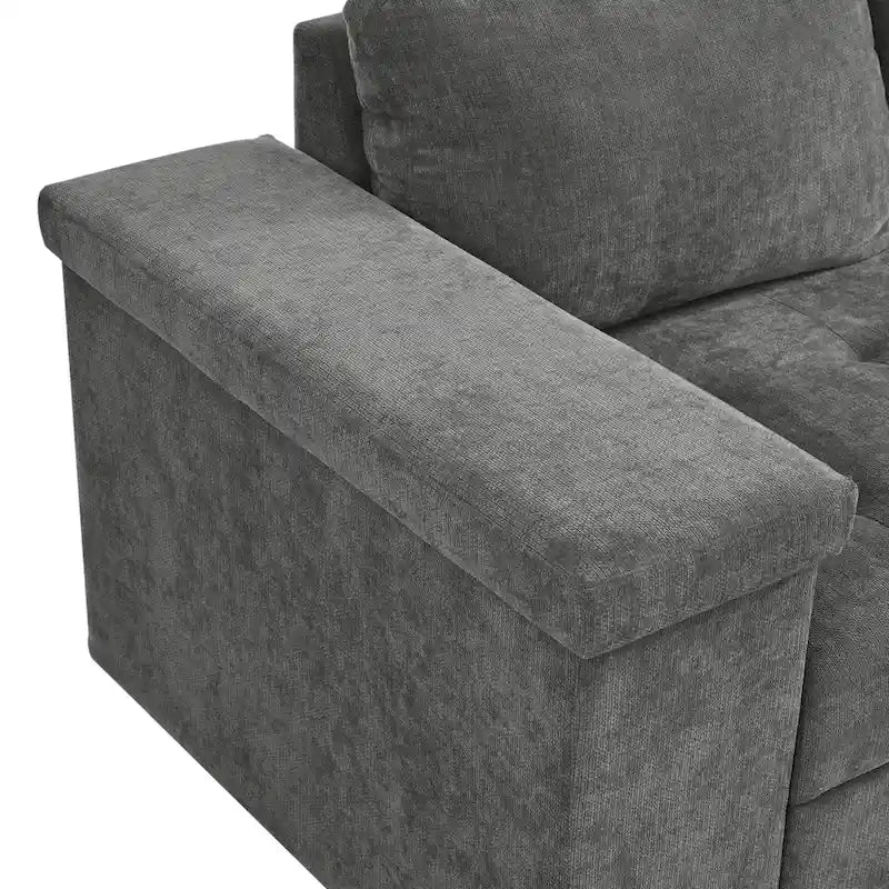 Canapé d'angle en L 4 places 91,5 po avec lit gigogne, rangement intégré et accoudoirs fonctionnels, pour salon