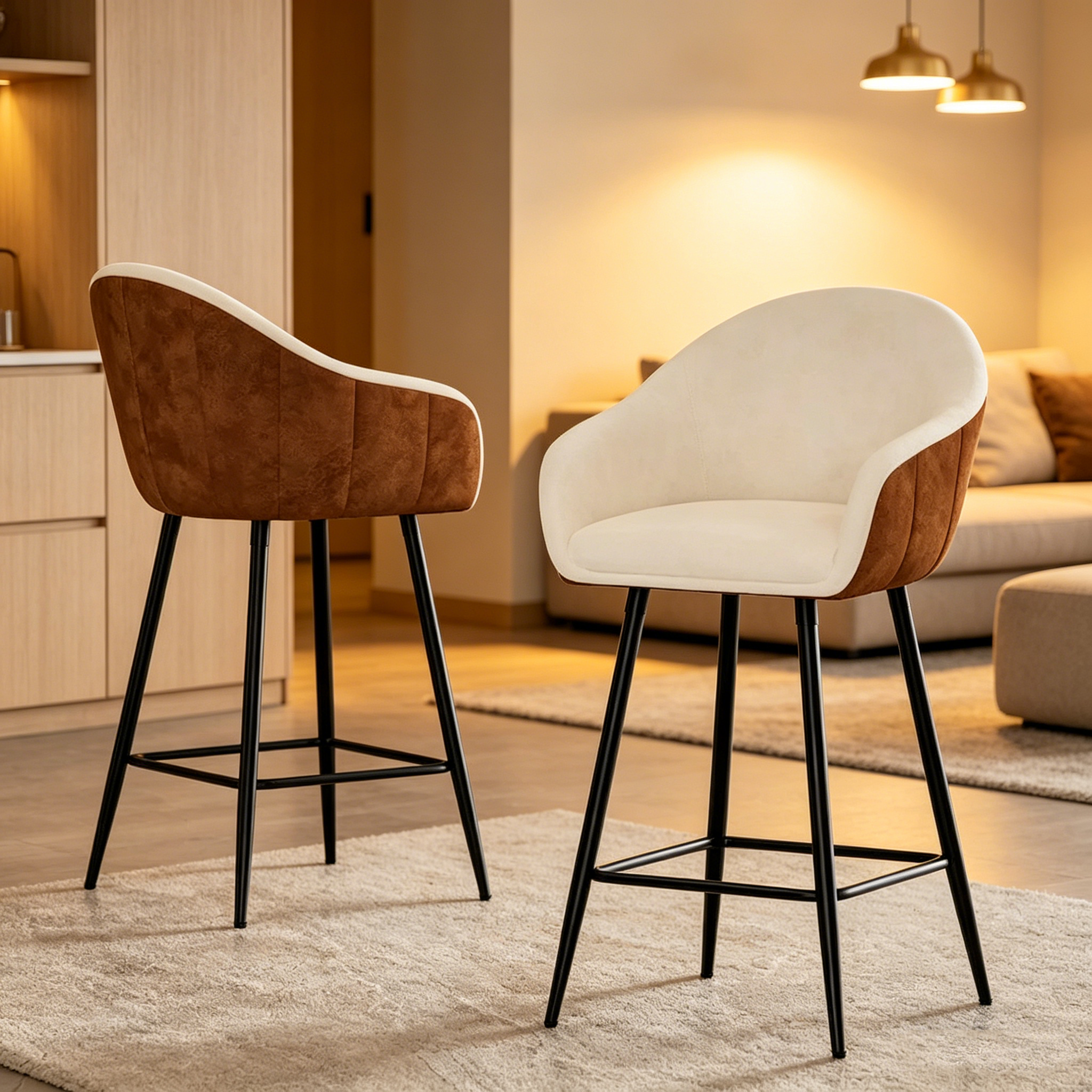 Tabouret de bar moderne rembourré de 67 cm