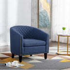 Fauteuil crapaud d'appoint pour salon avec clous décoratifs et pieds en bois massif