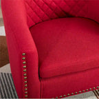 Fauteuil crapaud d'appoint pour salon avec clous décoratifs et pieds en bois massif