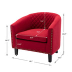 Fauteuil crapaud d'appoint pour salon avec clous décoratifs et pieds en bois massif