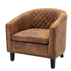 Fauteuil crapaud d'appoint pour salon avec clous décoratifs et pieds en bois massif